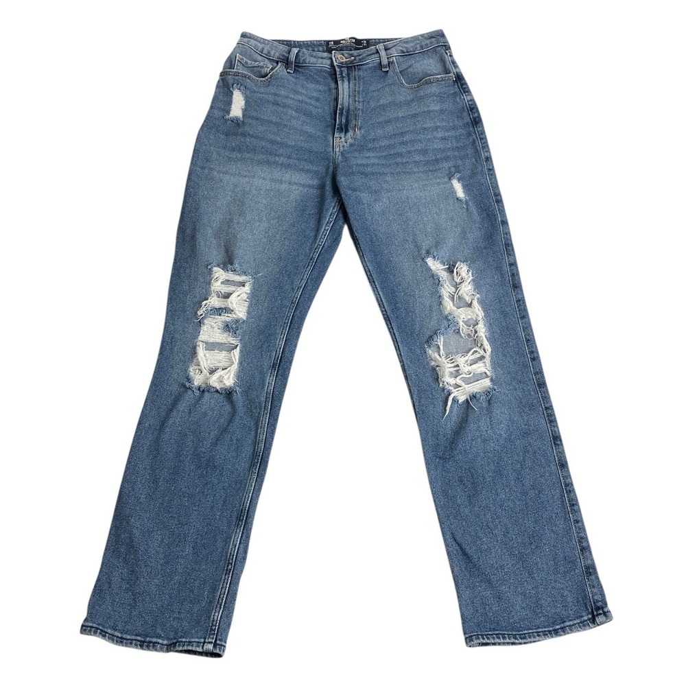 Hollister Stacked Vintage Straight Jeans Juniors 11R Distressed Ultra High Rise